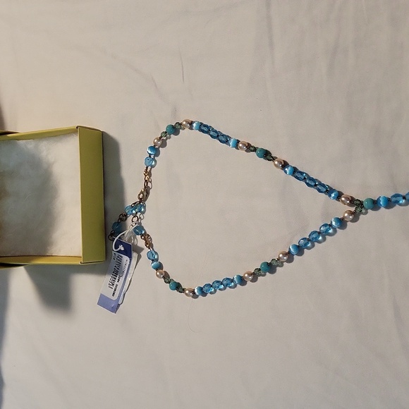 Blue stone and crystal necklace - Picture 4 of 5